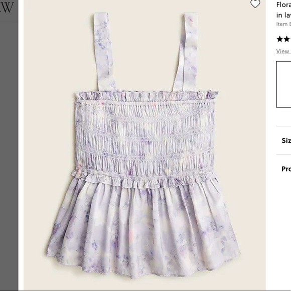 J.Crew Flora Obscura X J.Crew featherweight satin tank in lavender fields XS - Picture 5 of 8